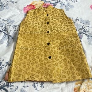 Floral Gold Sleeveless Vest Nehru Modi Jacket Koti for 6-7 years kids boy